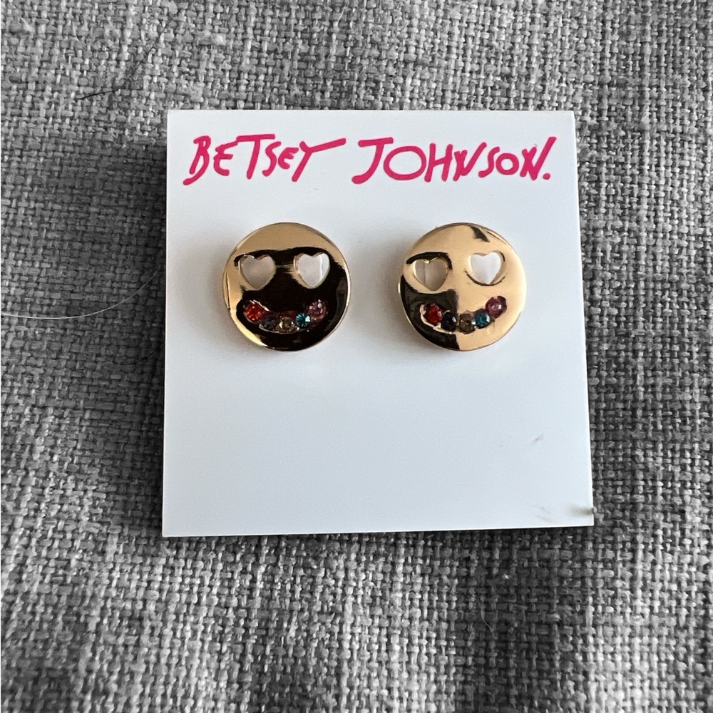 Betsey Johnson Gold Minimalist Earrings NWT Emojis-021